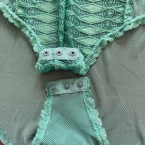 Daisy Fuentes push up mesh lace Teddy lingerie size small teal blue NWT $42 - Picture 5 of 11